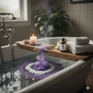 A warm bath with lavender oil and Epsom salts to help relax before bed.