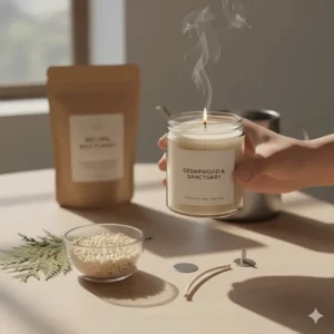 Eco-friendly soy wax cedar scented candles with a natural cotton wick.