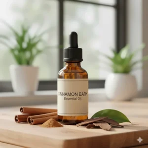 Cinnamon bark essential oil used for creating a potent and aromatic thieves oil dupe.