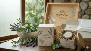 Sustainable and eco-friendly packaging design for premium eucalyptus spa candles.